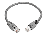 Tripp Lite Cat6a Snagless Shielded STP Network Patch Cable 10G Certified, PoE, Gray RJ45 M/M 1ft 1' - Patch Cable - 1 ft - 1 x RJ-45 Male Network - 1 x RJ-45 Male Network - Shielding - Gray