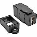 Eaton Tripp Lite Series USB 2.0 All-in-One Keystone/Panel Mount Coupler (F/F), Black - U060-000-KP-BK 1 thumbnail image
