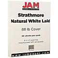 JAM Paper® Card Stock, Strathmore Natural White Laid, Letter (8.5" x 11"), 88 Lb, Pack Of 50