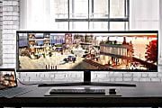Samsung C49J89 49" Double Full HD (DFHD) Curved Screen LED LCD Monitor - 32:9 - Charcoal Black Hairline, Titanium - Vertical Alignment (VA) - 3840 x 1080 - 16.7 Million Colors - 300 Nit Typical, 250 Nit Minimum - 5 ms