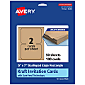 Avery® Printable Invitation Cards With Sure Feed® Technology, 5" x 7" Rectangle Scalloped Edge, Kraft Brown, Pack Of 100 1 thumbnail image