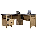 Sauder® August Hill 60"W L-Shaped Corner Desk, Dover Oak/Rosso Slate