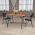 Flash Furniture Square Folding Banquet Table, 30-1/8"H x 48"W x 48"D, Natural/Black