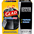 Glad® ForceFlex® Drawstring Trash Bags, 30 Gallons, Black, Box Of 70 Bags