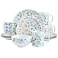 Gibson Home Butterfly Floral 16-Piece Fine Ceramic Dinnerware Set, White