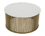 Coast to Coast Lee Coffee Table, 18"H x 36"W x 36"D, Bella White/Goldtone