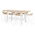 KFI Studios Midtown Bar Height Table With 8 Low Back Bar Stools, Natural/White