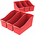 Storex Book Bin Set, Medium Size, Red, Carton Of 6