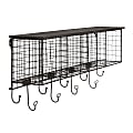Linon Julia 4-Cubby Home Office Wall Shelf, 12-1/2"H x 29-1/2"W x 6-1/2"D, Black 1 thumbnail image
