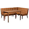 Baxton Studio Sanford 3-Piece Dining Nook Set, Tan/Walnut 1 thumbnail image