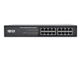 Tripp Lite 16-Port 10/100/1000 Mbps 1U Rack-Mount/Desktop Gigabit Ethernet Unmanaged Switch, Metal Housing - Switch - unmanaged - 16 x 10/100/1000 - desktop, rack-mountable - AC 100 - 240 V