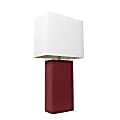 Elegant Designs Modern RedLeather Table Lamp with White Fabric Shade