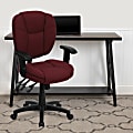 Flash Furniture Fabric Mid-Back Multifunction Ergonomic Swivel Task Chair With Adjustable Arms, Burgundy/Black