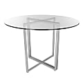 Eurostyle Legend Round Dining Table, 30”H x 36”W x 36”D, Brushed Silver/Clear