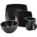 Gibson Soho Lounge 16-Piece Matte Dinnerware Set, Black