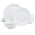 Martha Stewart 12-Piece Fine Ceramic Rimmed Dinnerware Set, White 1 thumbnail image