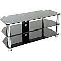 AVF SDC1140CM-A: Classic - Corner Glass TV Stand with Cable Mangement - Up to 55" Screen Support - 99 lb Load Capacity - 3 x Shelf(ves) - 19.7" Height x 17.7" Width x 44.9" Depth - Tempered Glass, Stainless Steel - Black, Chrome 1 thumbnail image