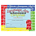 Hayes Language Arts Achievement Certificates, 8 1/2" x 11", Multicolor, 30 Certificate Per Pack, Bundle Of 6 Packs