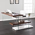 SEI Furniture Ingleson 55”W L-Shaped Standing Desk With Storage, Walnut/White
