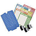 Charles Leonard Non-Magnetic Dry-Erase Pockets With Cloths And Markers, Bullet Tip, 9" x 12", Pack Of 90 Pieces 1 thumbnail image