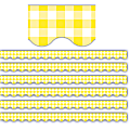 Teacher Created Resources Scalloped Border Trim, Yellow Gingham, 35' Per Pack, Set Of 6 Packs 1 thumbnail image