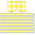 Teacher Created Resources Scalloped Border Trim, Yellow Gingham, 35' Per Pack, Set Of 6 Packs
