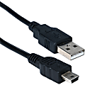 QVS USB Mini-B Sync & Charger High Speed Cable - First End: 1 x Type A Male USB - Second End: 1 x Type B Male Mini USB - Gold-flash Plated Contact - Black