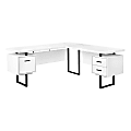 Monarch Specialties Dallas 71"W L-Shaped Corner Desk, White/Black 1 thumbnail image
