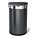 simplehuman Semiround Steel Sensor Trash Can, With Liner Pocket, 12 Gallons, Black 1 thumbnail image