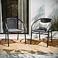 Flash Furniture Rattan Indoor/Outdoor Restaurant Stack Chairs, Gray, Pack Of 4 Chairs 1 thumbnail image