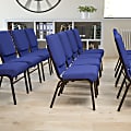 Flash Furniture HERCULES Series Church Accent Chair With Book Rack, Navy Blue Fabric/Goldvein Frame