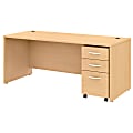 Bush Business Furniture Studio C Office Desk With Mobile File Cabinet, 72"W, Natural Maple, Standard Delivery