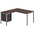 Boss Office Products Simple System Workstation L-Desk with Return & Pedestal, 30”H x 71”W x 29-1/2”D, Driftwood