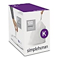 simplehuman Custom-Fit 0.03-mil Trash Can Liners, Code K, 9 - 12 Gallons, White, Pack Of 100 Liners 1 thumbnail image