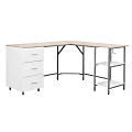 Techni Mobili 59"W L-Shaped 2-Tone Home Office Computer Desk With Storage, Sand 1 thumbnail image