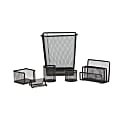 Mind Reader 6-Piece Mesh Desk Organizer Set With Trash Can, Black 1 thumbnail image