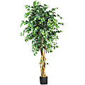Nearly Natural 6'H Silk Palace-Style Ficus Tree With Pot, Green