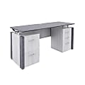 Forward Furniture Allure Double-Pedestal Desk, 30"H x 66"W x 24"D, Stormy Gray/Ashwood White