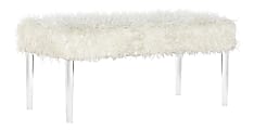 Linon Pippa Bench, 18"H x 42"W x 20"D, White/Clear 1 thumbnail image