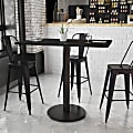 Flash Furniture Laminate Rectangular Table Top With Round Bar-Height Table Base, 43-1/8"H x 30"W x 48"D, Black