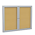 Ghent 2 Door Enclosed Natural Cork Bulletin Board, Satin Aluminum Frame, 48"H x 60"W 1 thumbnail image