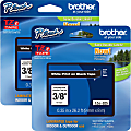 Brother® P-touch TZe Laminated Tape Cartridges, 3/8"W, Rectangle, White, 2 Per Bundle