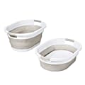 Honey-Can-Do Collapsible Laundry Baskets, 10-13/16"H x 17-3/4"W x 24"D, Warm Gray/White, Set Of 2 Baskets 1 thumbnail image