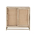 Powell Braden 33"W Rattan Cabinet With 2 Doors, Natural/Gold