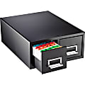 Major Metalfab Steel 2-Drawer Index Card Storage File Box, 4" x 6", Black