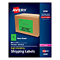 Avery® High-Visibility Permanent Shipping Labels, 5940, 8 1/2" x 11", Neon Green, Pack Of 100