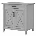 Bush Furniture Key West Secretary Desk With Keyboard Tray And Storage Cabinet, Cape Cod Gray, Standard Delivery