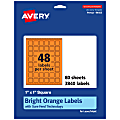 Avery® Print-To-The-Edge Labels With Sure Feed® Technology And Easy Peel®, 94103-BOP80, Square, 1" x 1", Matte Bright Orange, Pack of 3840 1 thumbnail image
