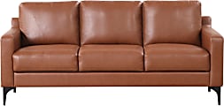 Lifestyle Solutions Serta Florence Faux Leather Sofa, 35"H x 78"W x 33-1/2"D, Brown