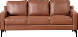 Serta Florence Faux Leather Sofa, 35"H x 78"W x 33-1/2"D, Brown 1 thumbnail image